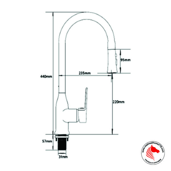 ABAGNO TEM-183P-CR Single Lever Kitchen Sink Mixer with Pull-out 3 Function Sprayer - Image 2