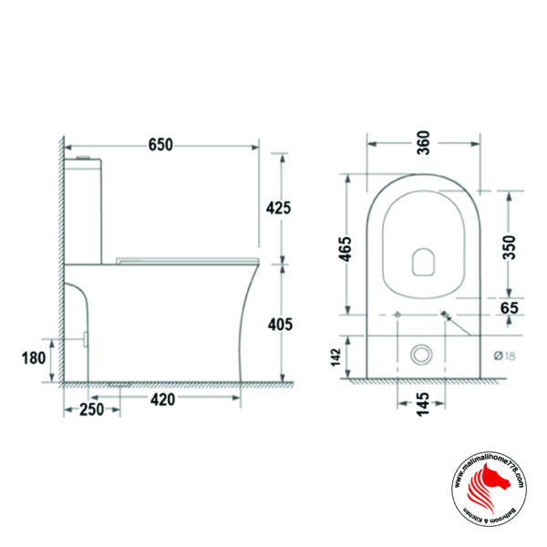 ABAGNO TOSCANA Close Couple Rimless Washdown Water Closet - Image 2