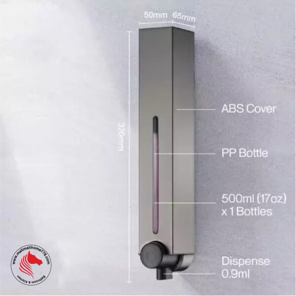 HOMEPLUZ DH-700-1VP 500ml Square Wall Mounted Soap Dispenser [Dark Silver] - Image 5