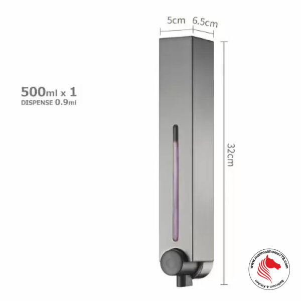 HOMEPLUZ DH-700-1VP 500ml Square Wall Mounted Soap Dispenser [Dark Silver] - Image 6