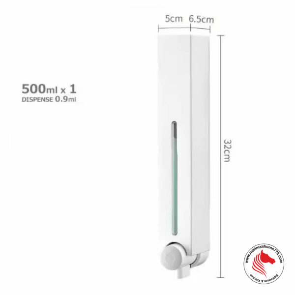 HOMEPLUZ DH-700-1W 500ml Square Wall Mounted Soap Dispenser [White] - Image 5