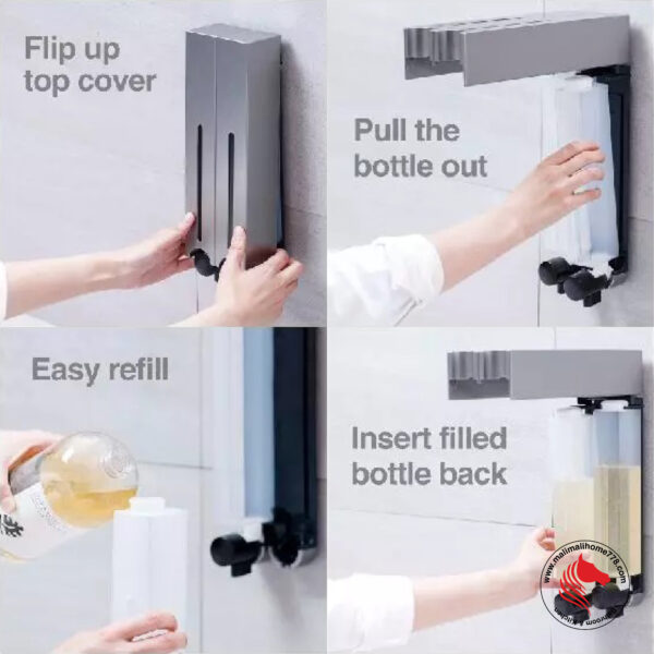 HOMEPLUZ DH-725-1VP 250ml Square Wall Mounted Soap Dispenser [Dark Silver] - Image 4