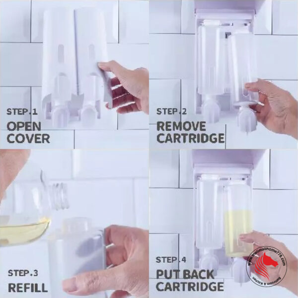 HOMEPLUZ DH-800-1W 380ml Wall Mounted Soap/Hand Sanitizer Dispenser [White] - Image 7