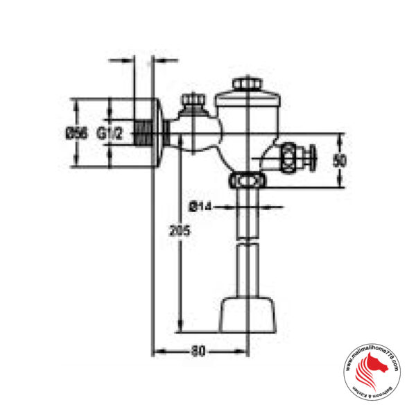 ABAGNO UFV 200S Exposed Urinal Flush Valve with Rubber Spud - Image 2
