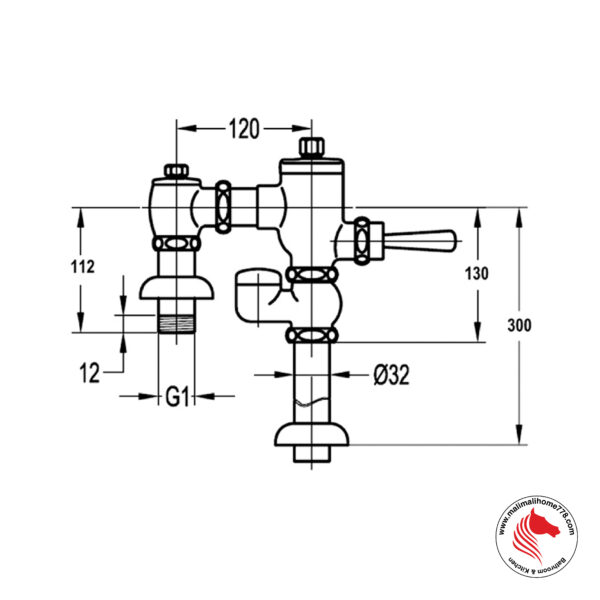 ABAGNO UFV 350 Exposed Water Closet Flush Valve with Vaccum Breaker - Image 2