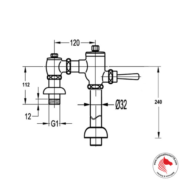 ABAGNO UFV 350A Exposed Water Closet Flush Valve - Image 2