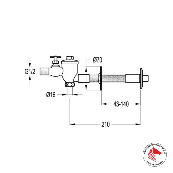 ABAGNO UFV 301 Recessed Manual Urinal Flush Valve - Image 2