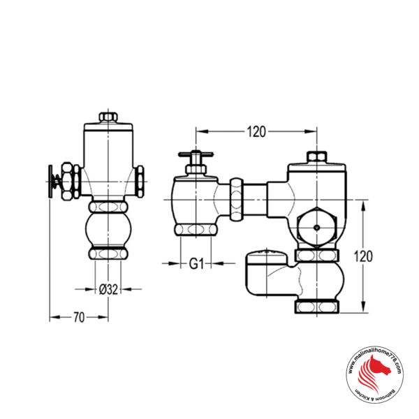 ABAGNO UFV 401 Recessed Manual Water Closet Flush Valve - Image 2