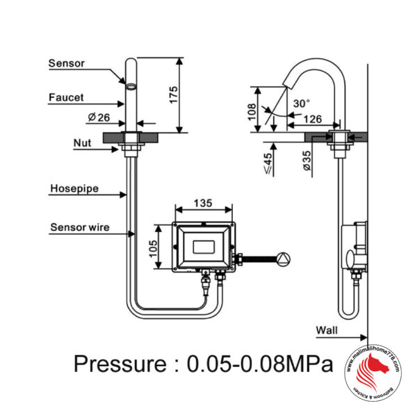 ABAGNO USR 303D Deck Mounted Sensor Basin Tap - Image 2