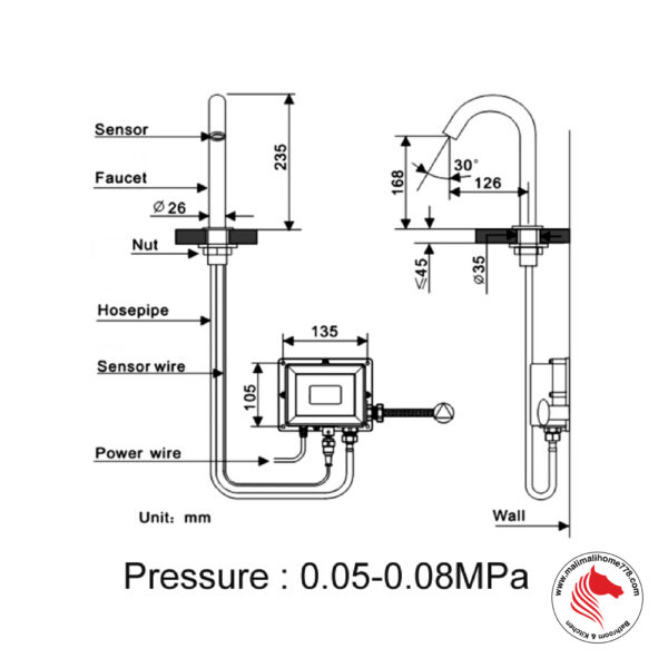 ABAGNO USR 303DE Deck Mounted Sensor Basin Tap - L-Size - Image 2