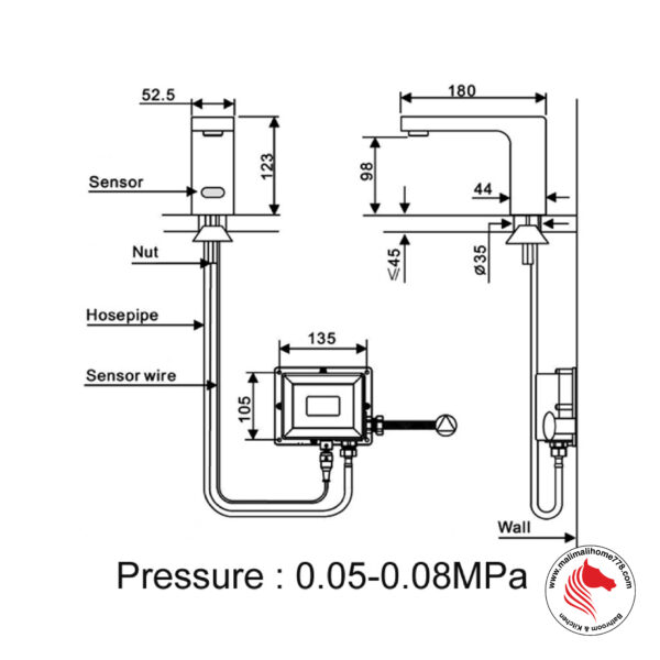 ABAGNO USR 305D Deck Mounted Sensor Basin Tap - Image 2