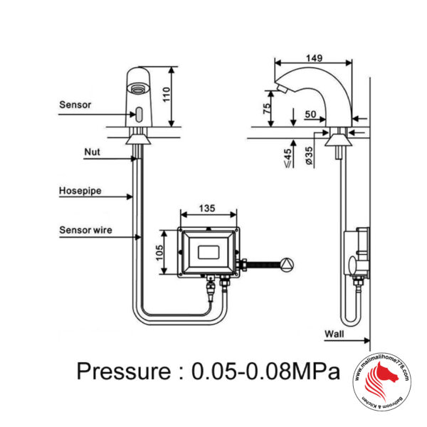 ABAGNO USR 307D Deck Mounted Sensor Basin Tap - Image 2