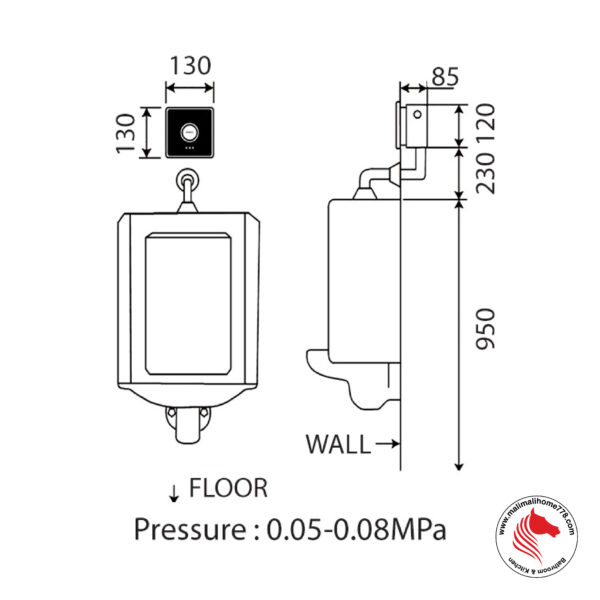 ABAGNO USR 503S Concealed Urinal Flush Valve - Image 2