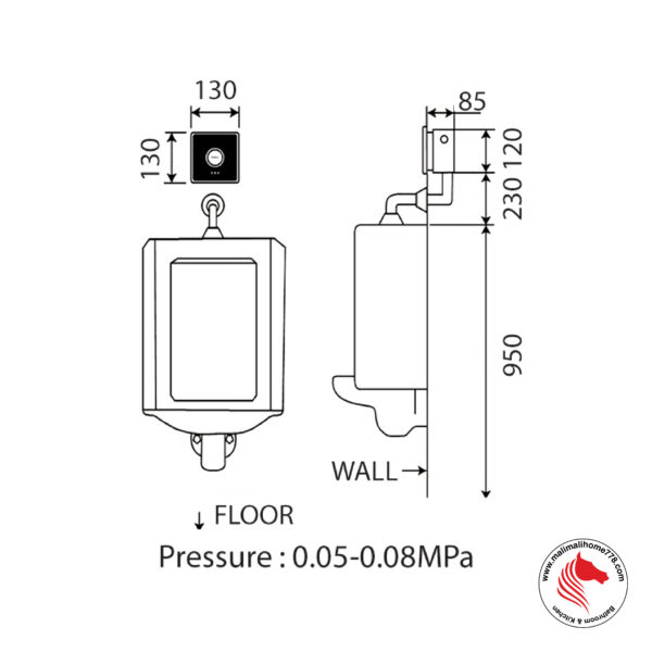 ABAGNO USR 509S Urinal Sensor Flush Valve - Image 2