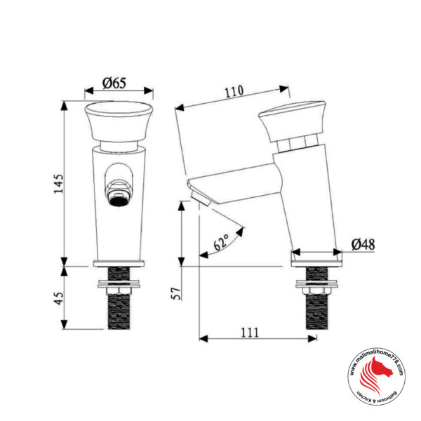ABAGNO UTS 705 Self Closing Basin Tap - Image 2